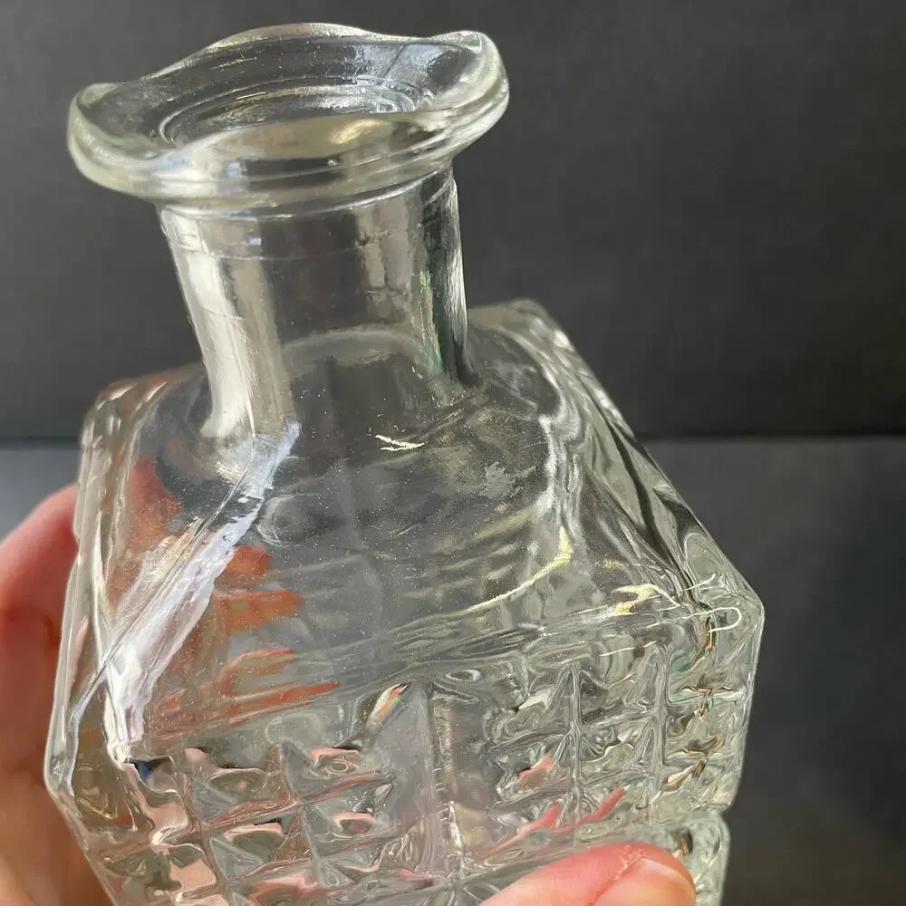 Vintage Clear Quilted Pressed Glass Bottle Bar Decor
